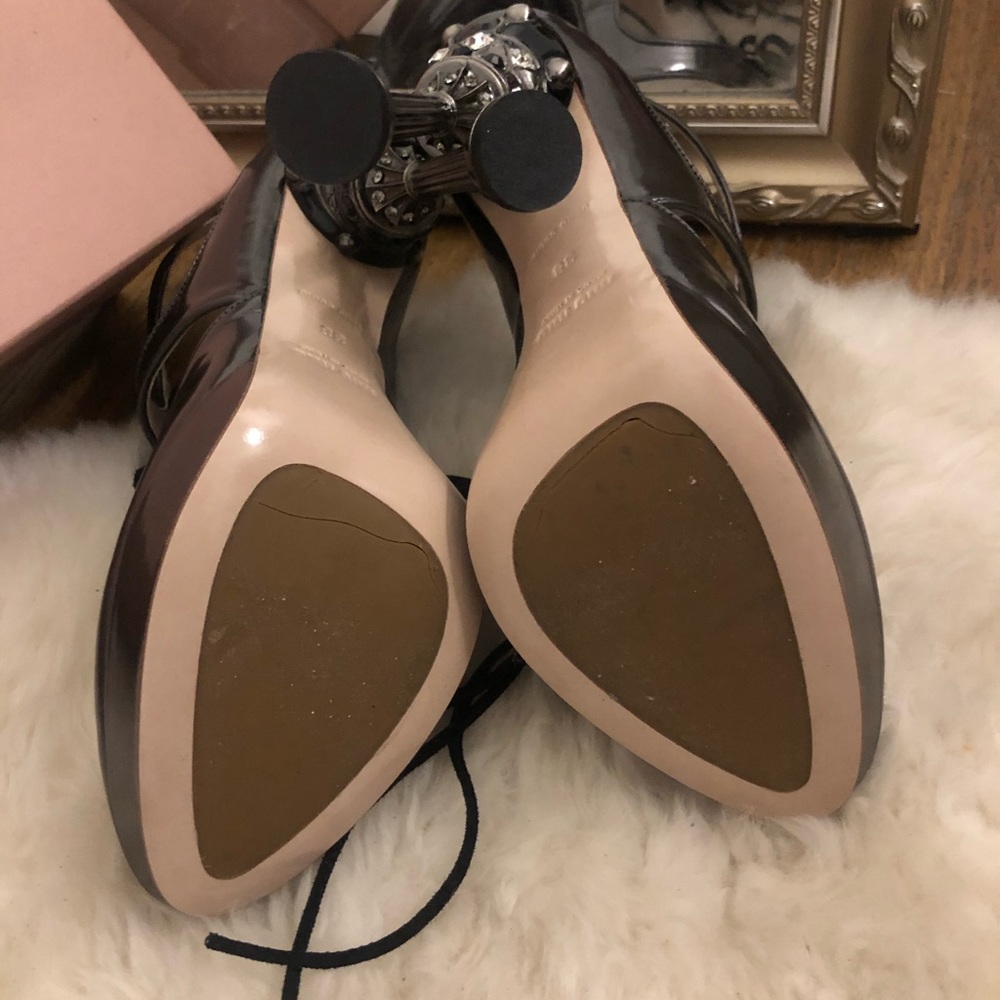 Miu Miu dusty grey jewel tie heel - Picture 4 of 4